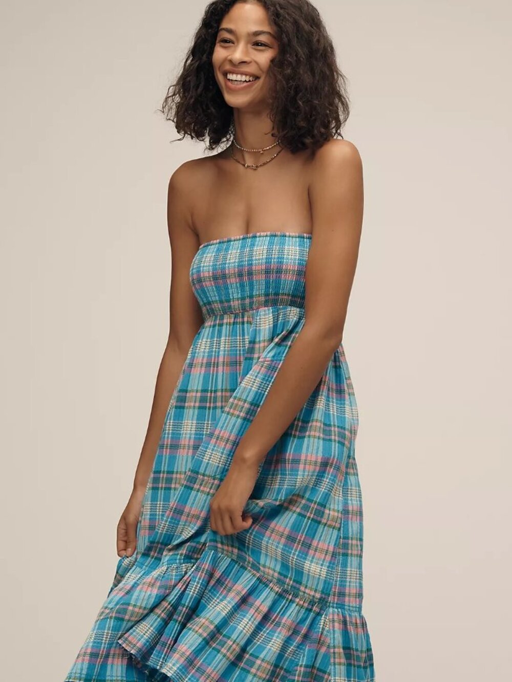 Pilcro Strapless Flounced Midi Dress Size Small